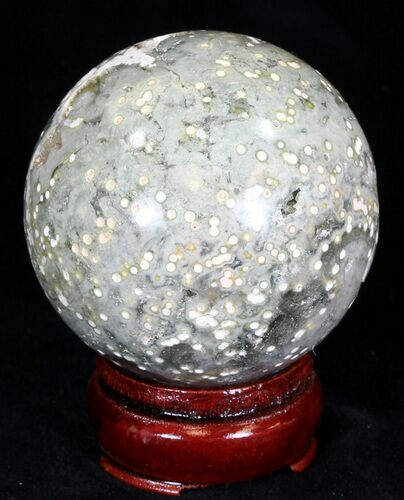 Unique Ocean Jasper Sphere - Crystal Cavities #32160